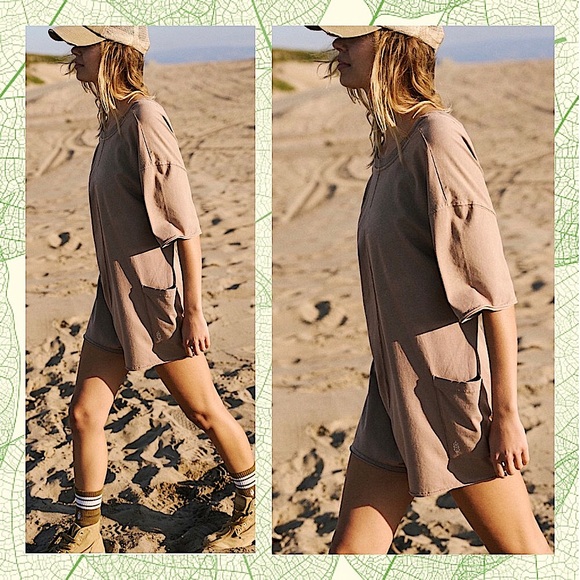 Free People, X-LARGE & Med. Hot Shot, SS, Shorts, Romper, MOCHA LATTE, NWT! - Picture 10 of 11